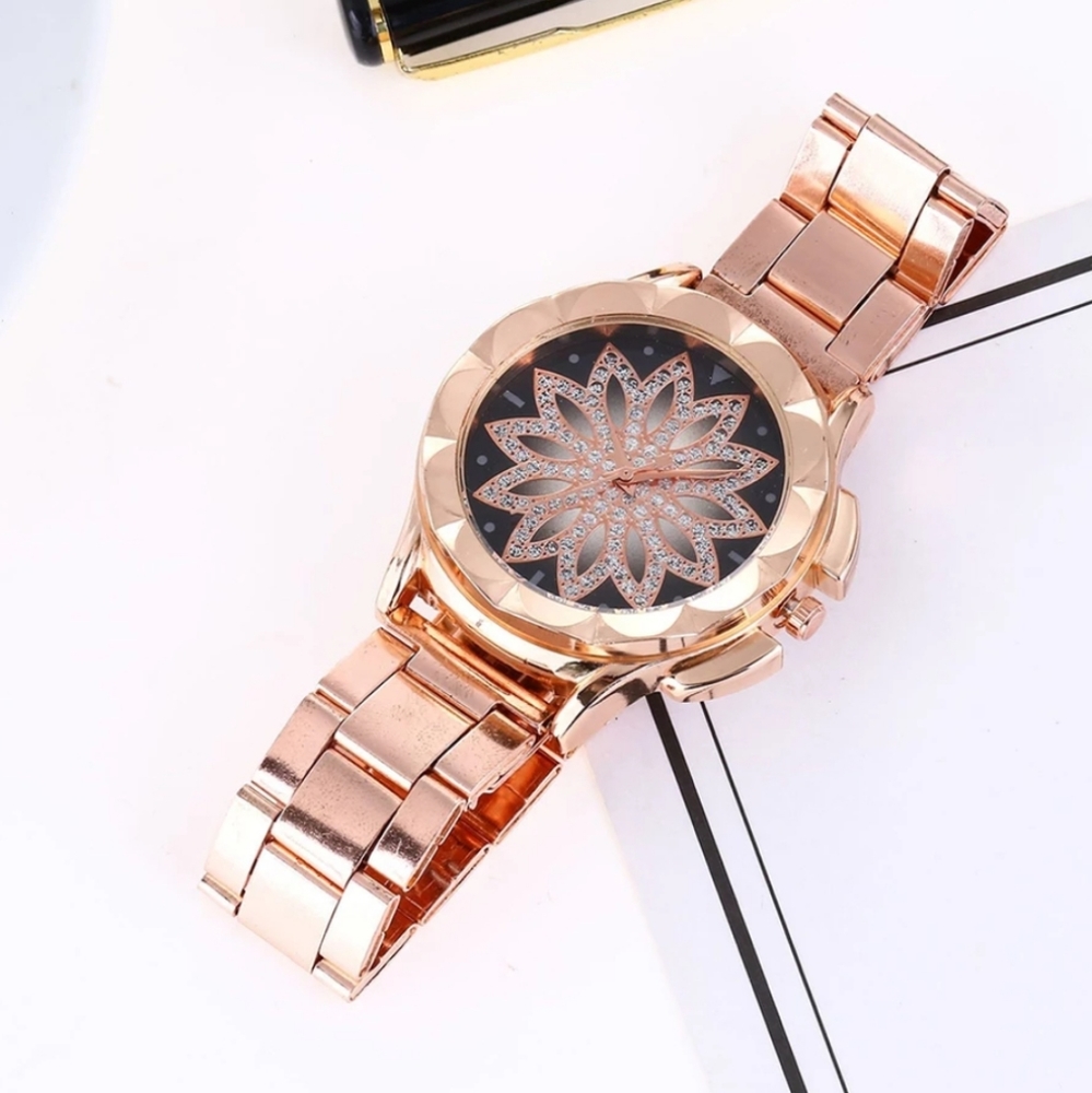 Rose Gold Color Stainless Steel Watch Rhinestones - Picture 3 of 8